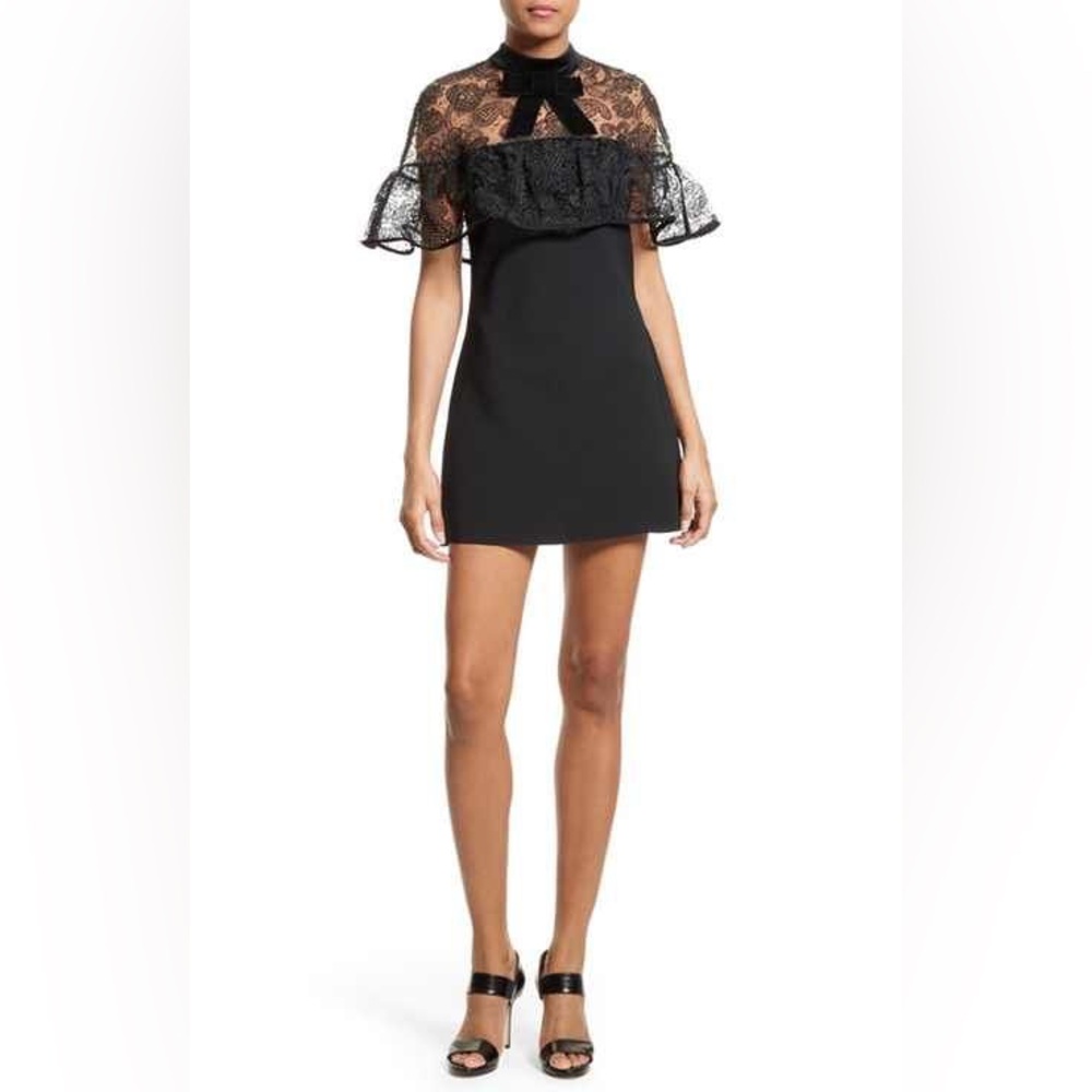 Self portrait line lace cape mini black dress size 4